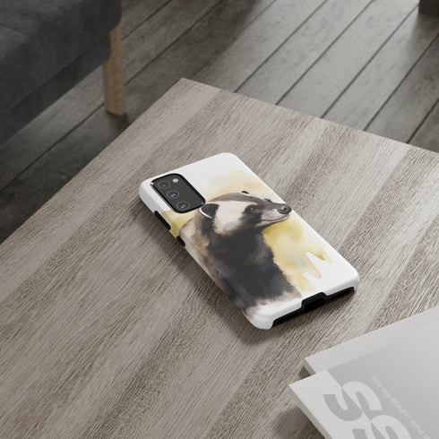 Badger on a Yellow Background - Impact Resistant Phone Case